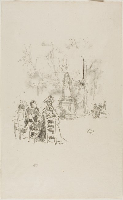 Conversation under the Statue, Luxembourg Gardens by James Abbott McNeill Whistler