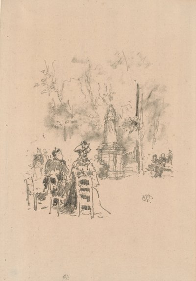 Conversation under the Statue, Luxembourg Gardens by James Abbott McNeill Whistler