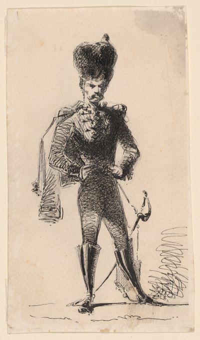 Hussar (recto) Man with a Top Hat and Bandaged Head (verso) by James Abbott McNeill Whistler