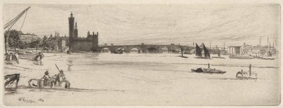 Old Westminster Bridge, from the Thames Set by James Abbott McNeill Whistler