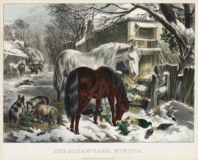 Straw-yard, Winter, 1800s by James Merritt Ives