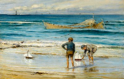 Sailing Toy Boats on the Shore by James Michael Brown