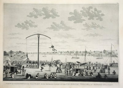 View on the Banks of the Ganges with representation of the Churruck Poojah by James Moffat