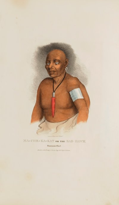 MA-CHE-KA-KAT or the Bad Hawk; A Monomonie Chief, from The Aboriginal Portfolio by James Otto Lewis