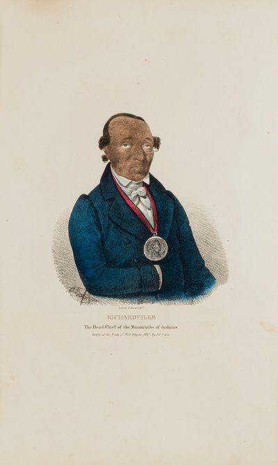 RICHARDVILLE; The Head Chief of the Miami Tribe of the Indians, from The Aboriginal Portfolio by James Otto Lewis