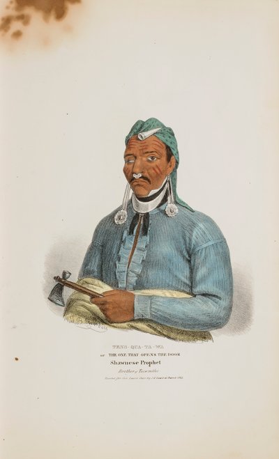 TENS-QUA-TA-WA or The One Who Opens the Door; Shawnese Prophet (Brother of Tecumthe), from The Aboriginal Portfolio by James Otto Lewis