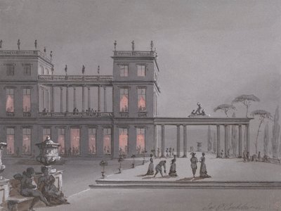 An Italian Fete: Figures on Terrace of a Palazzo by James Pattison Cockburn
