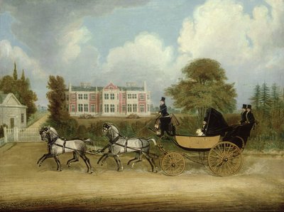 A Barouche drawn by Four Greys passing a Jacobean Mansion by James Pollard