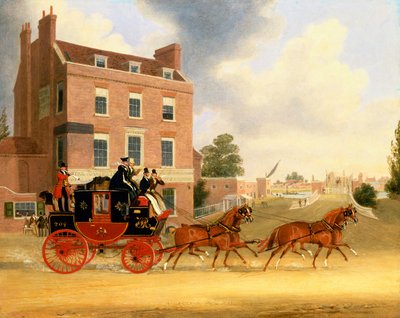 Quicksilver Royal Mail passing the Star and Garter at Kew Bridge by James Pollard