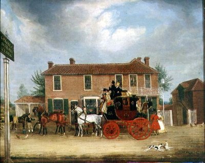 The Norwich to London Mail at the Coach and Horses, Ilford by James Pollard