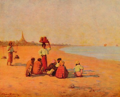 On the Banks of the Irrawaddy - Waiting for the Steamer, 1913 by James Raeburn Middleton