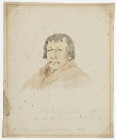 Portrait of Black Hawk and Na-Be-Ghi-Zeik by James Reid Lambdin