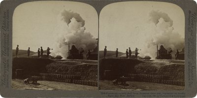 Enormous 11-inch shell from Japanese siege gun beginning its deadly flight into Port Arthur by James Ricalton