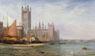 The Houses of Parliament and Westminster Bridge, c.1875 by James Richard Marquis