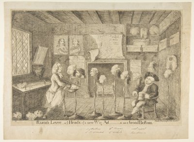 Razors Levée, or Ye Heads of a New Wig Administration on a Broad Bottom, April 21, 1783 by James Sayers