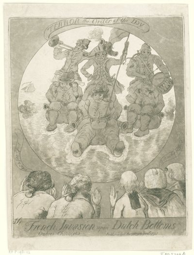 Caricature of the French Invasion, 1795 (French Invasion upon Dutch Bottoms. Ombres Chinoises / Terror the Order of the Day) by James Sayers