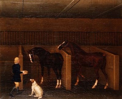 A Groom, Horses and a Dog in a Stable by James Seymour