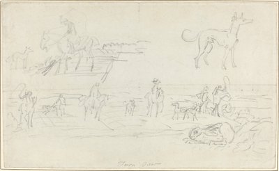 Huntsmen with Hounds and a Crouching Hare by James Seymour