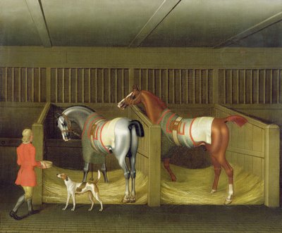 The Stables and Two Famous Running Horses belonging to His Grace, the Duke of Bolton by James Seymour