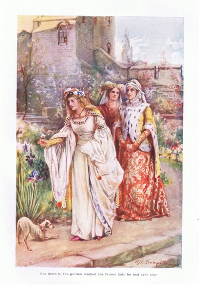 For There in the Garden Walked the Fairest Lady He Had Ever Seen by James Shaw Crompton