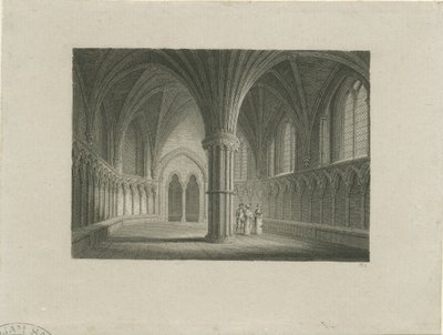Interior of Lichfield Cathedral - Chapter House (engraving) by James Storer