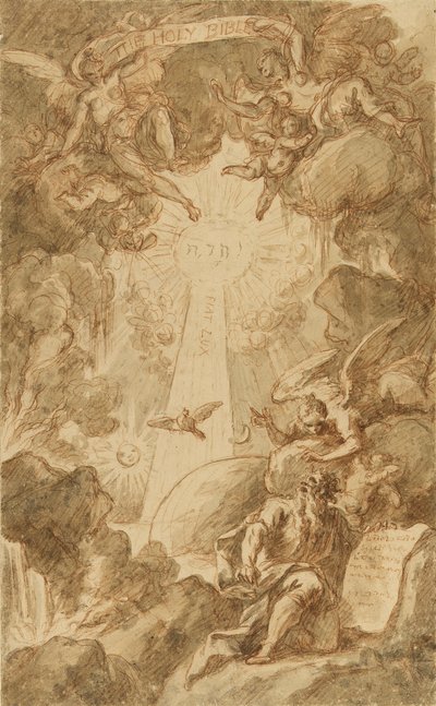 Preparatory drawing for the engraving by C. du Bosc, for the Chapel Bible of the Royal Marine College by James Thornhill