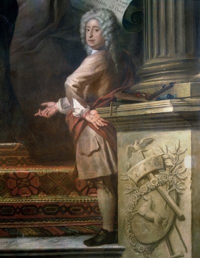 Rear wall painting of the Upper Hall glorifying George I and the House of Hanover (detail) by James Thornhill