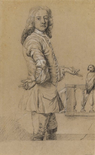 Self Portrait with Parrot, Early 18th Century by James Thornhill