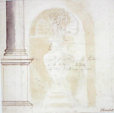 Sketch of a pillar and statue by James Thornhill