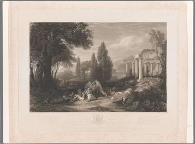Landscape with Dromedaries, Ruins and Sleeping Men by James Tibbits Willmore
