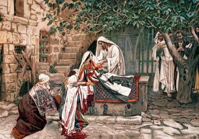 Christ Raising the Daughter of Jairus, Governor of the Synagogue, from the Dead by James Tissot