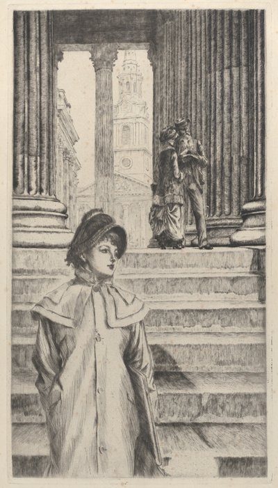 The Portico of the National Gallery, London by James Tissot