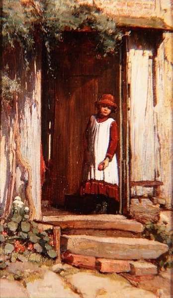 At The Cottage Door by James Valentine Jelley
