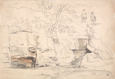 A Rocky Hillside with Trees and Figures by James Ward