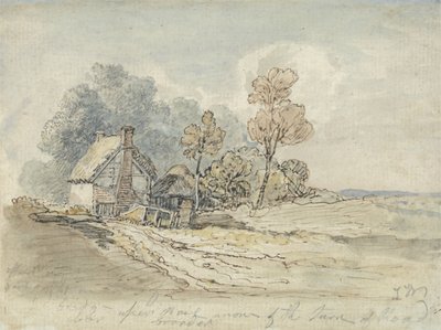 A Thatched Cottage and Trees at the Turn of a Country Road by James Ward