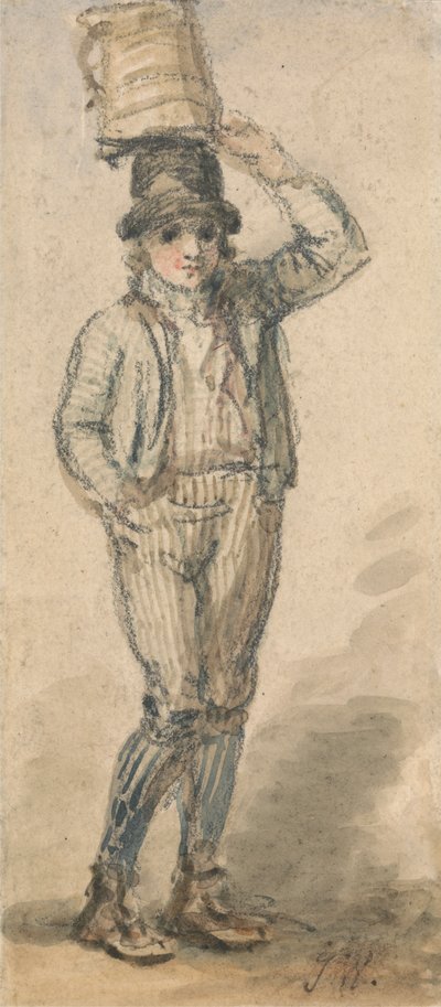 Boy Carrying a Pail on His Head by James Ward