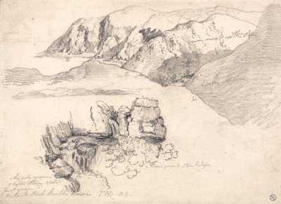 Studies of a Hilly Coast, and a Rocky Waterfall by James Ward