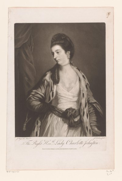 Portrait of Charlotte Johnstone by James Watson (prentmaker)