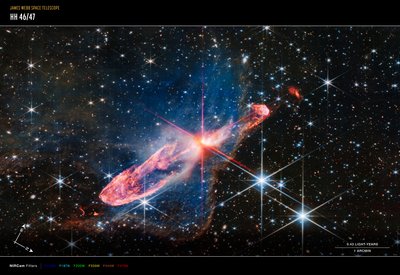 Herbig-Haro 46/47 (NIRCam Compass Image) by James Webb Space Telescope (NASA)