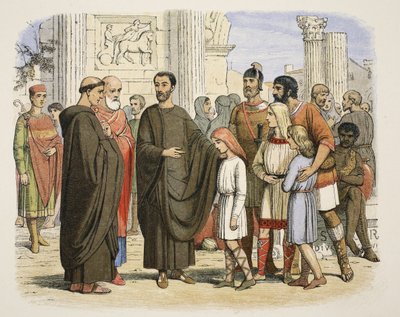 Gregory and the English Slaves at Rome, 590 AD, from A Chronicle of England BC 55 to AD 1485 by James William Edmund Doyle