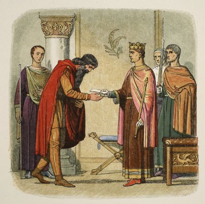 Henry authorises Dermod to levy forces, 1170, from A Chronicle of England BC 55 to AD 1485, pub. London, 1863 by James William Edmund Doyle