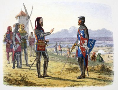 King Edward III refuses succour to his son at the Battle of Crecy, France, 1346, 1864 by James William Edmund Doyle