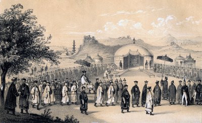 Approach of the Emperor of China, to receive the British ambassador, 1847 by James William Giles
