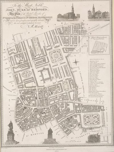 To the Most Noble John, Duke of Bedford. This Plan of the United Parishes of St. Giles in the Fields & St. George, Bloomsbury by James the Elder Wyld