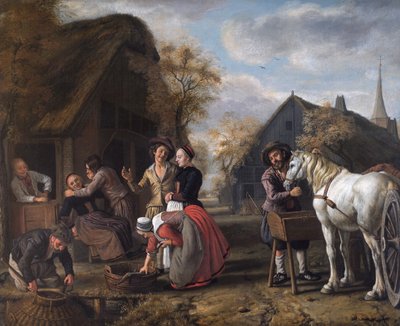 A Village Scene by Jan (1620 76) Victors