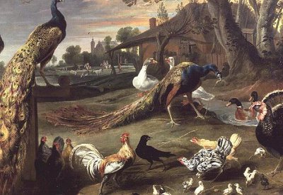 Peacock and other Birds in a Landscape by Jan Victors