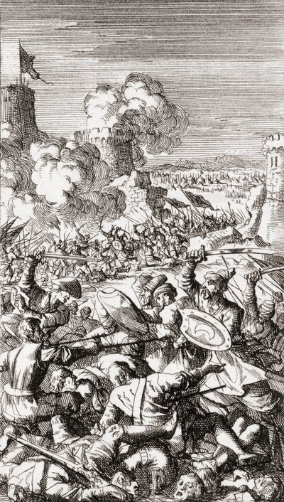Siege of Nicosia, Cyprus, by the Ottomans by Jan (after) Luyken
