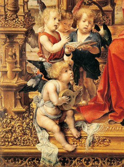Angels playing musical instruments (detail) by Jan (c.1472 c.1533) Gossaert