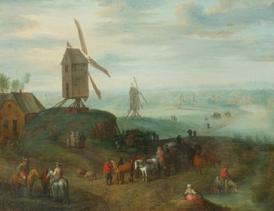 Landscape with Windmills by Jan (follower of) Brueghel