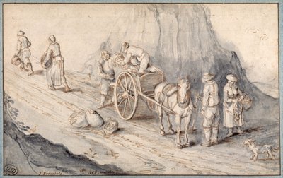 Peasants Loading a One-Horse Cart with Root Vegetables by Jan (follower of) Brueghel